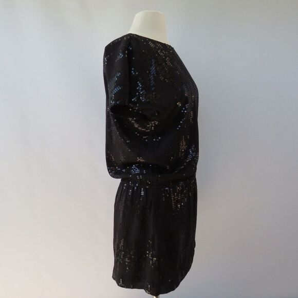 Express Womens Size Small Black Sequin Blouson Mini Dress - Picture 13 of 15